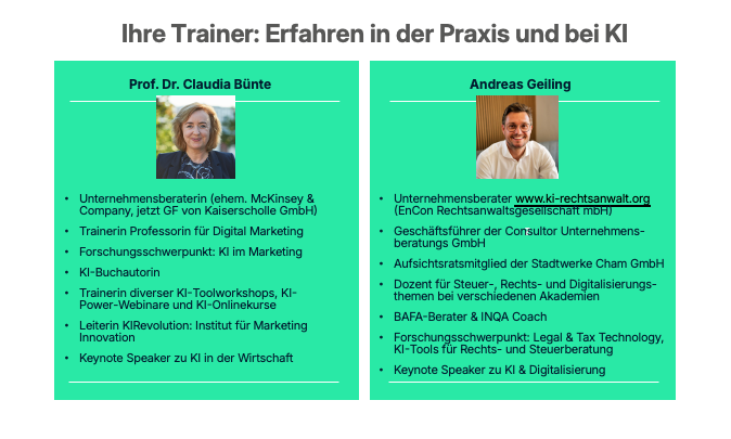Die zwei Trainer des Webinars: Claudia Bünte und Andreas Geiling
