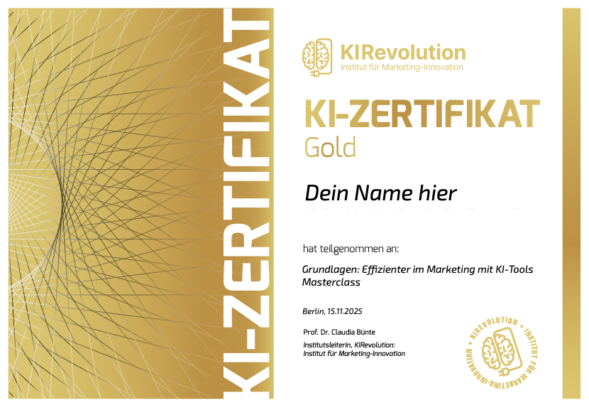 Vorschau des goldenen Zertifikats