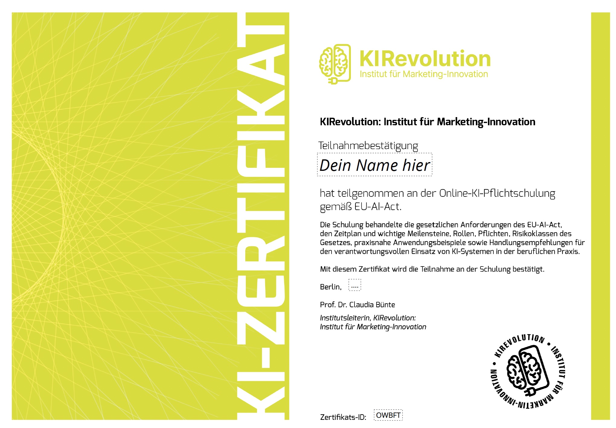 KI-Pflichtschulung Zertifikat